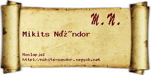 Mikits Nándor névjegykártya